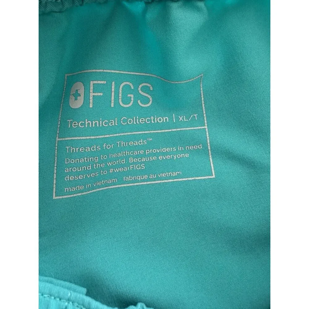 FIGS Cairo Scrub Pants XL Tall Technical Collection Teal Cargo Stretch Medical